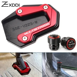 For DUCATI Multistrada V2 V4 S 950 1100 1200 S GT 1260 Monster 696 821 Motorcycle CNC Enlarged plate Side Stand Tire valve caps