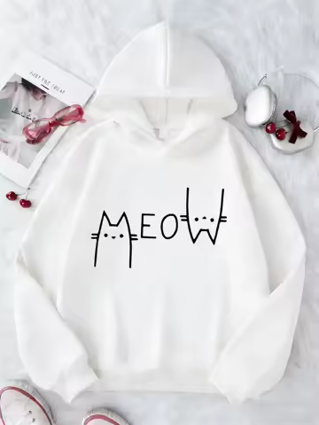 Funny Meow Cat Graphic Fashion Hoodie Kids Cat Children's Sweatshirt Hoody Casual Hoodies for Boys Girls Clothes