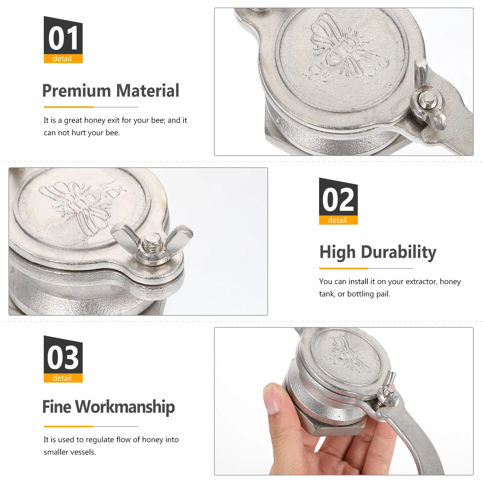 

Honey Outlet Extractor Valve Gate for Tool Faucet Vessel Regulator Extraction Equipment Tap Beekeeping Stainless Steel