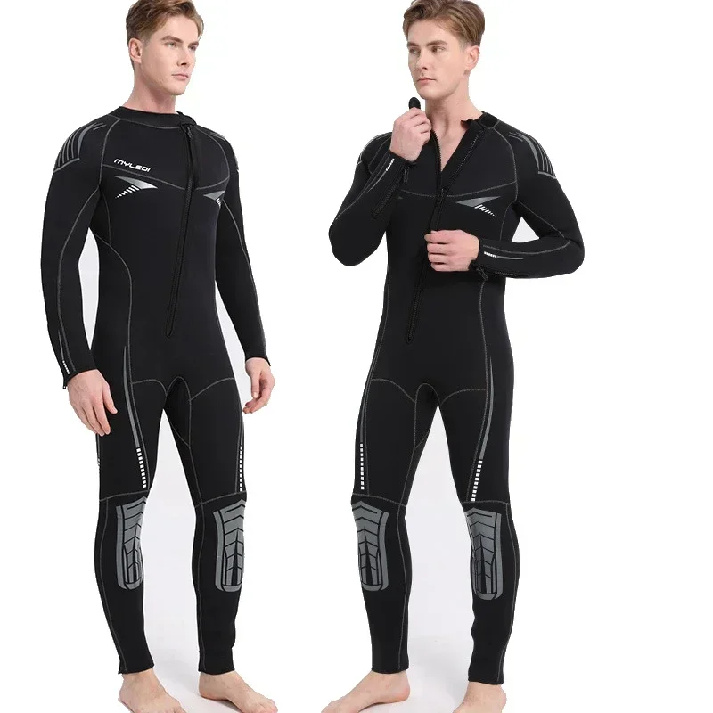 Men 5MM Wetsuit One-piece Diving Suit with Silk-like Fleece Lining ,Oblique Opening Zipper,Scuba Diving,winter Swimsuit