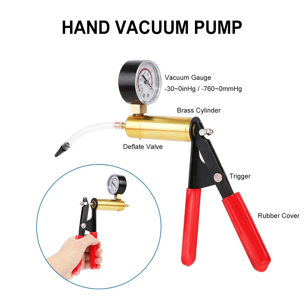 Podofo Multifunktionales Auto-Vakuumpumpen-Set, Handgehaltenes Bremsenentlüftungs- und Prüfgerät-Set für Auto, Motorrad, LKW, Vakuumpumpen-Organizer – Detail 6