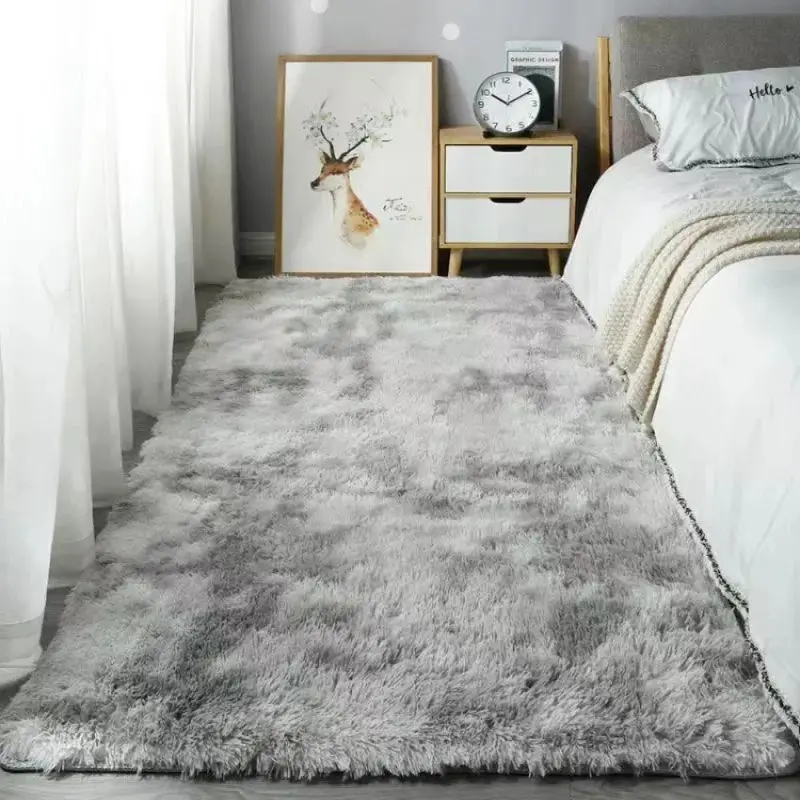 VIKAMA Non-slip Plush Fluffy Rug Soft Bedside Carpet Christmas Tie Dye for Living Room Bedroom Decor