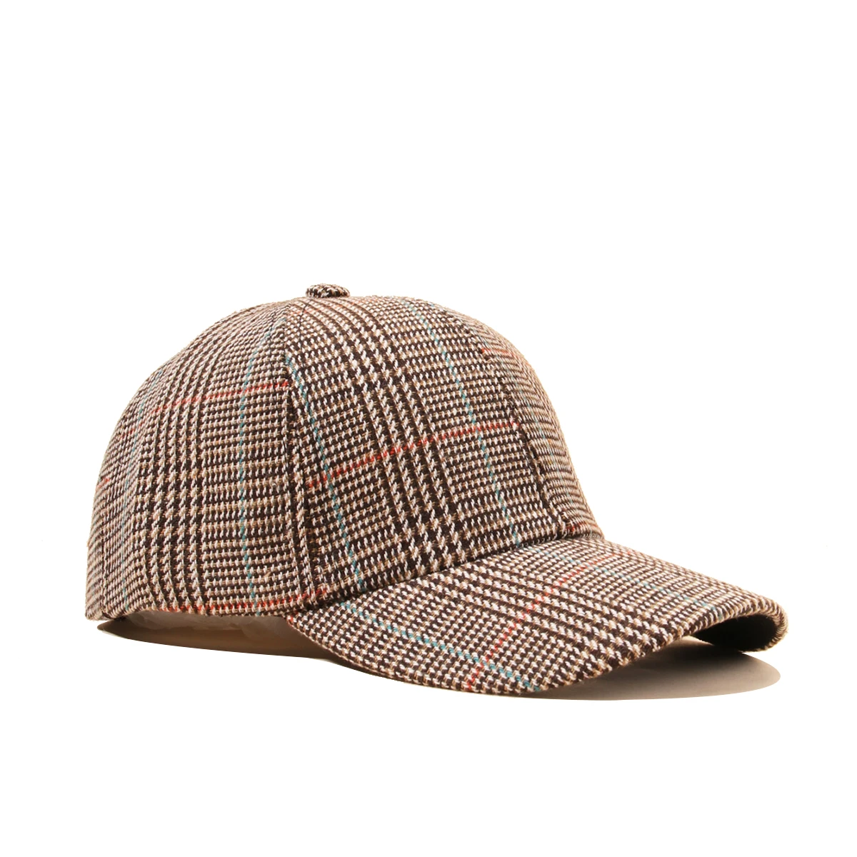 Damska czapka z daszkiem dla mężczyzn kapelusz bawełna akcesoria damskie Houndstooth krata wełniana męska czapka Snapback BQM347