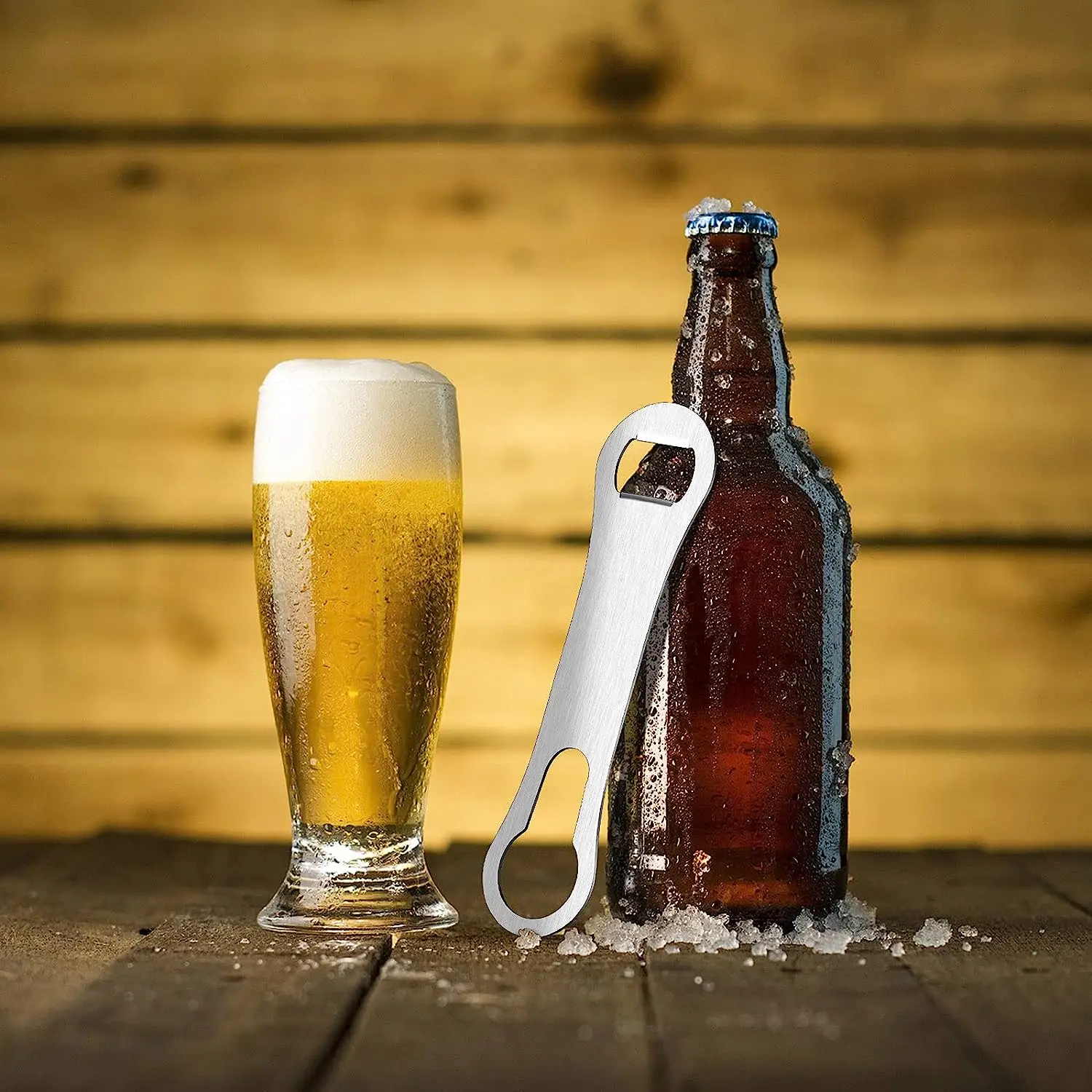 

IK Beer Bottle Opener Stainless Steel Can Opener for Wine Soda Drink Corkscrew for Bar Restaurant Practical Kitchen Tool