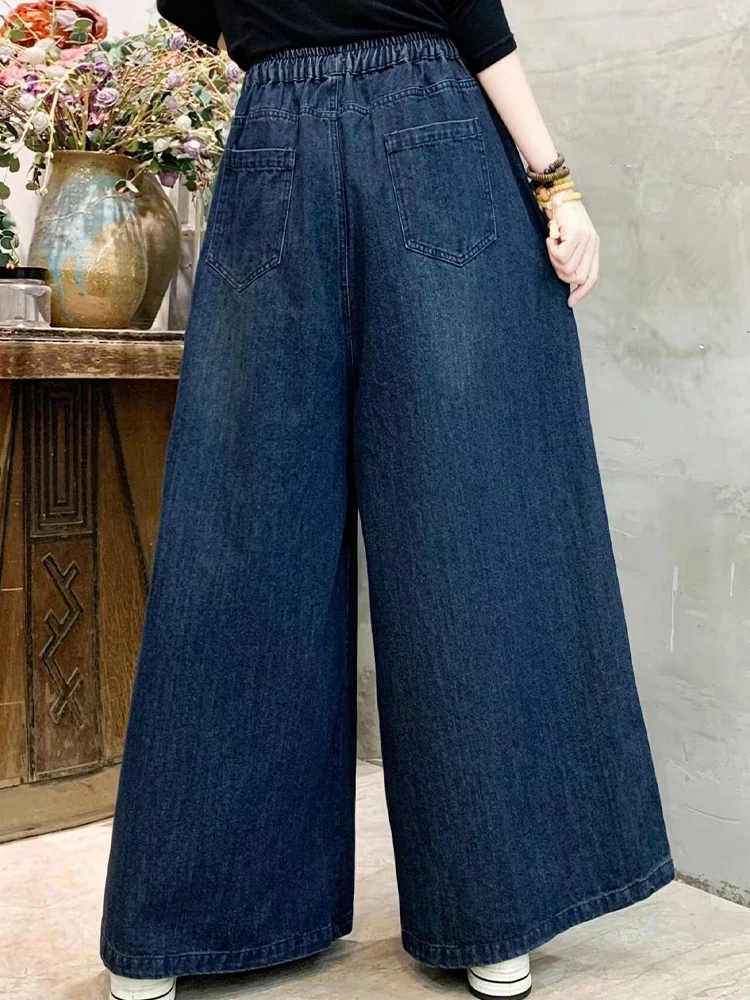 Max LuLu 2024 Womens Long Clothes Fashion Leisure Vintage Denim Pants Fall British Loose Wide Jeans Classic Luxury Punk Trousers