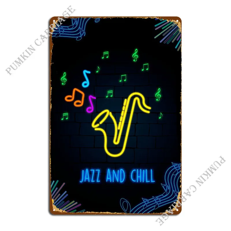 Jazz And Chill Metal Plaque Plates Cave Designing Cinema Tin Sign Poster