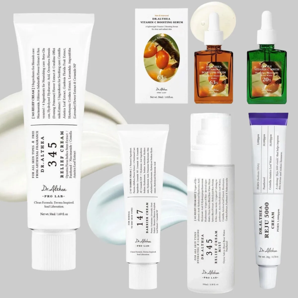 Creme Dr. Althea 345 Relief 147, Creme Reparador de Barreira Facial, Essência Iluminadora de Pele com Vitamina C, Skincare Original Coreano