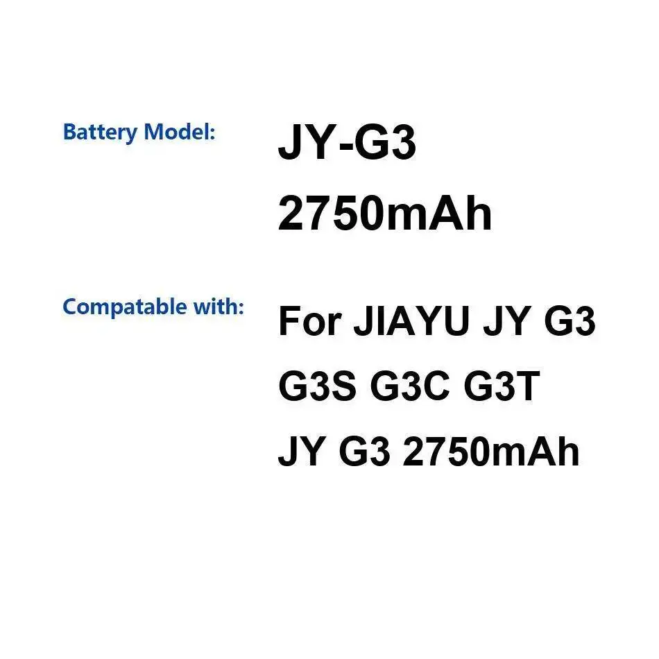 

JY-G3 Аккумулятор для мобильного телефона, высокая совместимость, 2750 мАч, замена премиум-класса для Jiayu JY G3 G3S G3C G3T