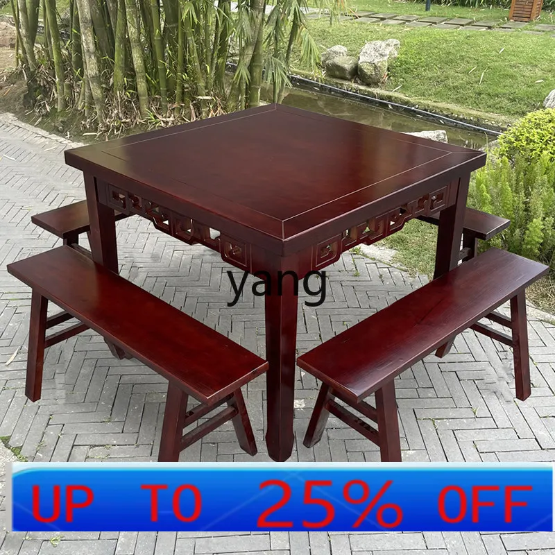 

LMM eight immortals table agritainment antique solid wood new Chinese commercial simple eight immortals table