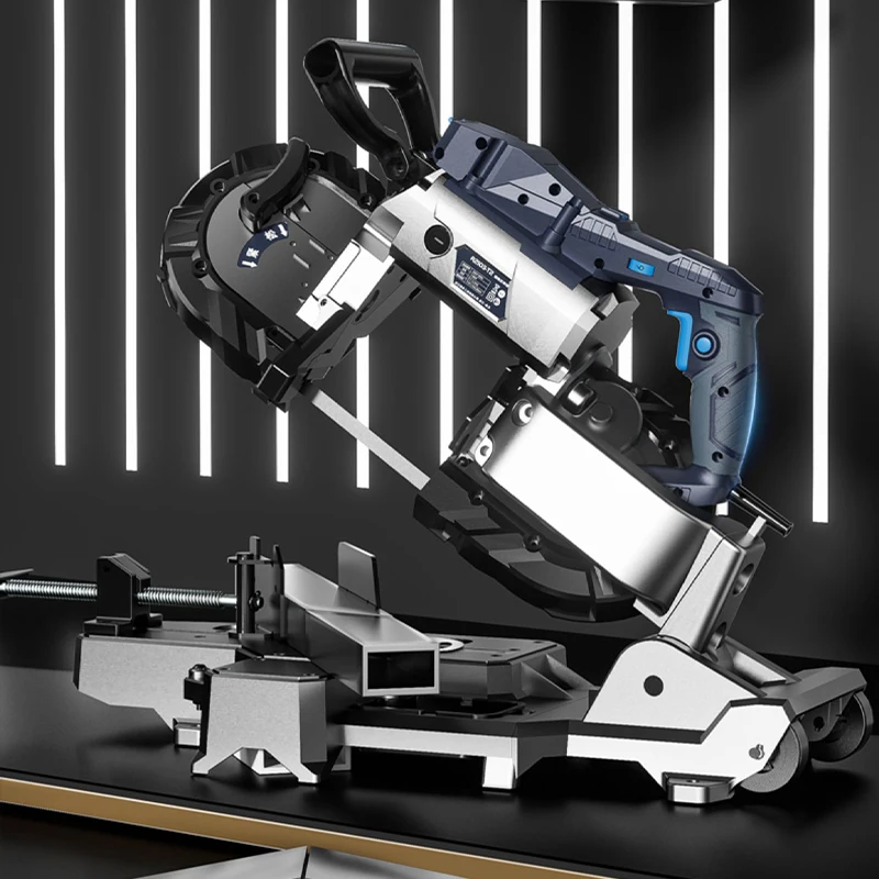 Mesin Gergaji Pita Daya Tinggi R2103 Kecepatan Variabel Portabel untuk Memotong Baja Tahan Karat Aluminium Logam Mesin Pemotong Logam Desktop Kecil