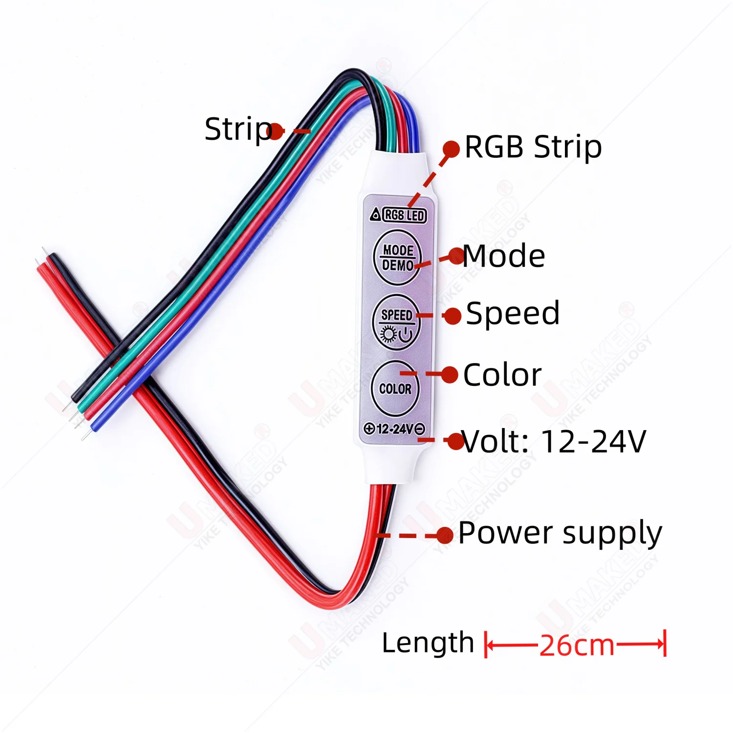 Mini 3keys led strip controller For RGB Color Neon Tube And  2835 5050 5730 Led Strip Light DC5-24V