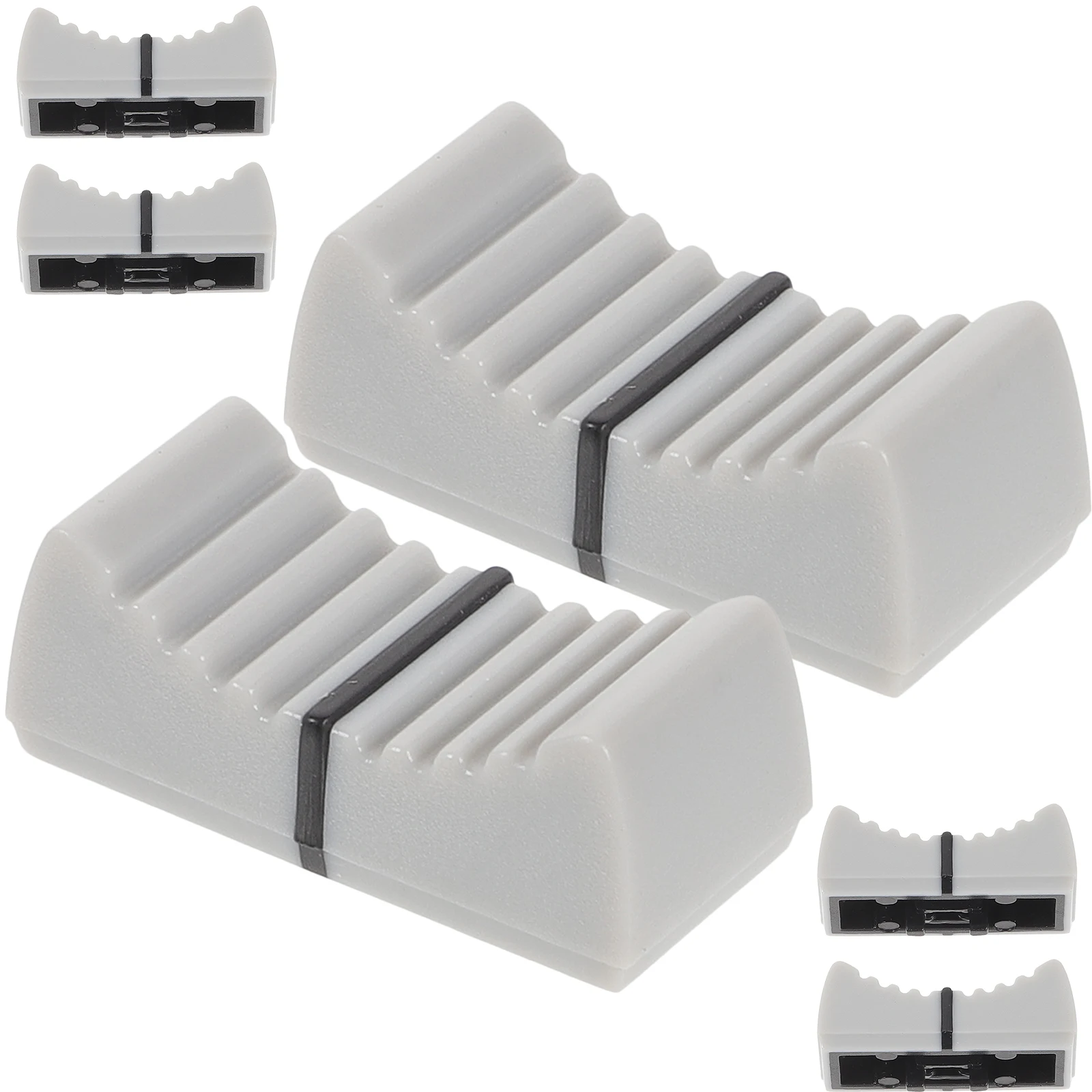 

6 Pcs Fasten Hat Potentiometer Shaft Replacement Part Slide Rail Flat Push Knobs Light Grey Slider