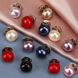 10Pcs Women Shirt Brooch Buttons Brooch Set Colourful Lapel Pin Shirt Sweater Pearl Brooches Pin Free Sewing Clothing Accessorie