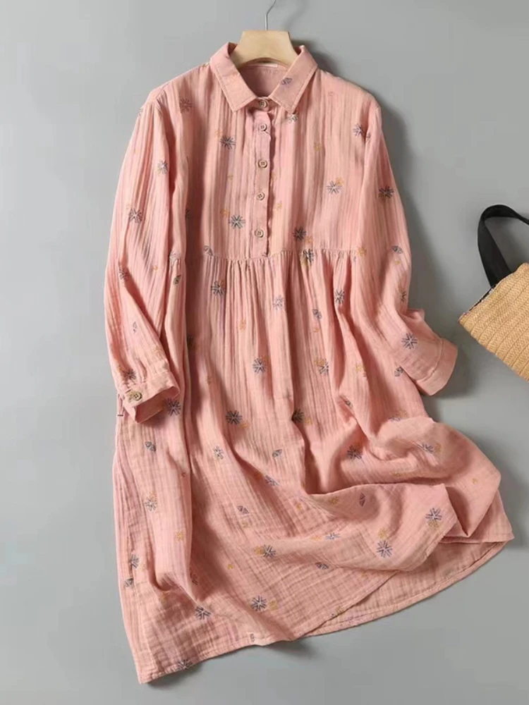 Summer Dress Women 2024 Fashion Korea Cotton Material Loose Lantern Sleeve Shirt Dress Streetwear Short Mini Casual Clothes