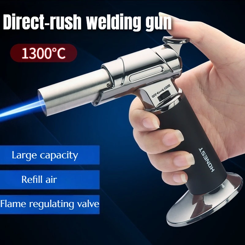 

Newest Metal Direct-rush Windproof Blue Flame Welding Gun Can Be Inverted 360° Ignition Lighter Outdoor Barbecue Camping Igniter