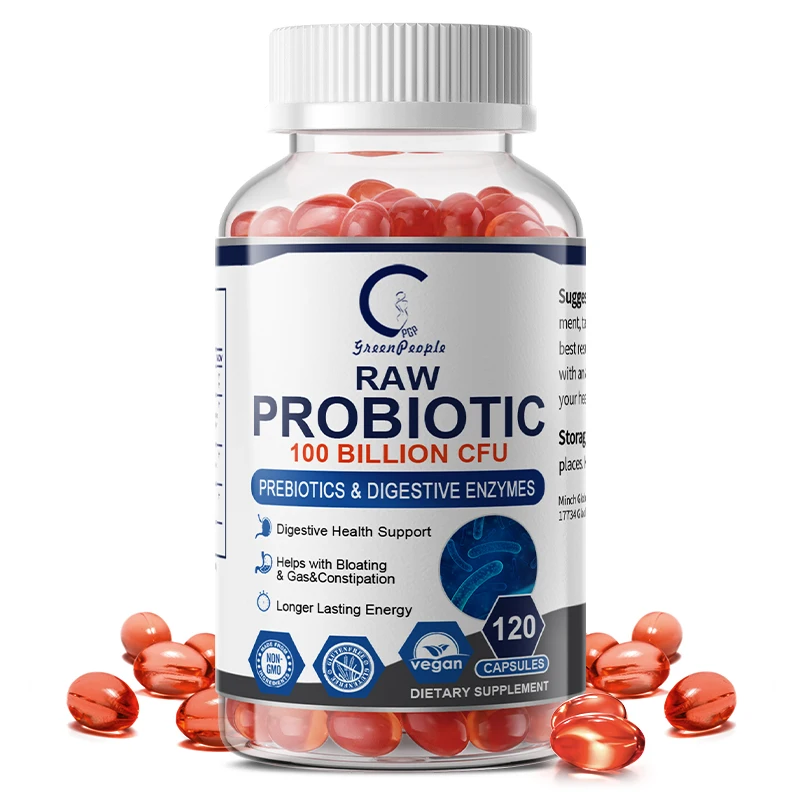 

Пробиотики 100 миллионов CFU Пребиотики и пищеварительные ферменты для пищеварения и поддержки иммунитета Веганские, без GMO