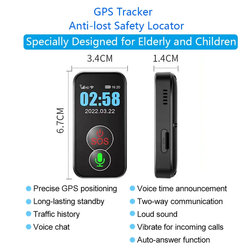 

Portable GPS Tracker with SOS Button Waterproof Multi-precision Positioning 4G Anti-lost GPS Locator for Elderly and Children