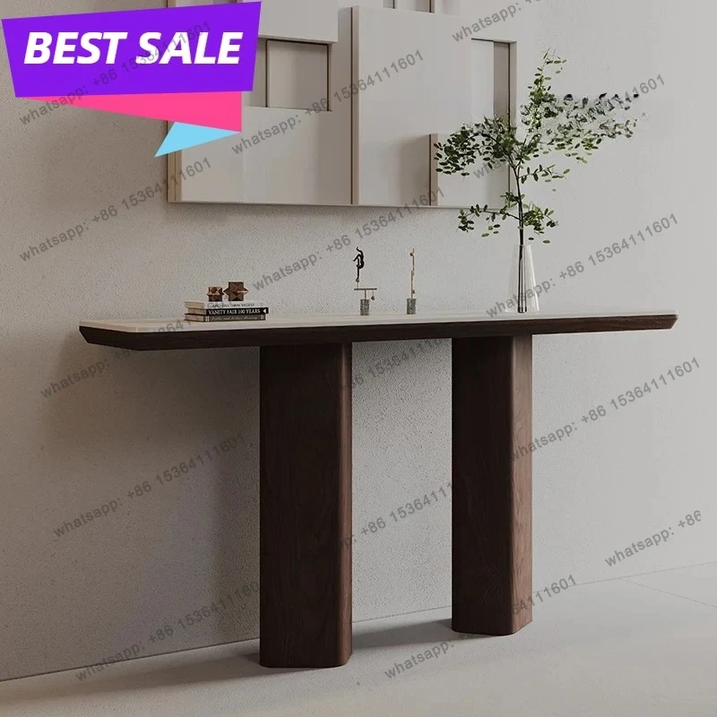 Travertine slate entrance table opposite the door corridor living room entrance table hotel aisle solid wood table