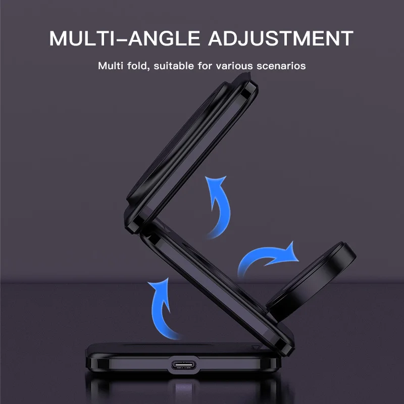 

Outdoor Travel Station For iphone 15 Pro Max Foldable Power Bank Strong Magnetic New Qi Multifunctional 3 in 1 Wireless Charger