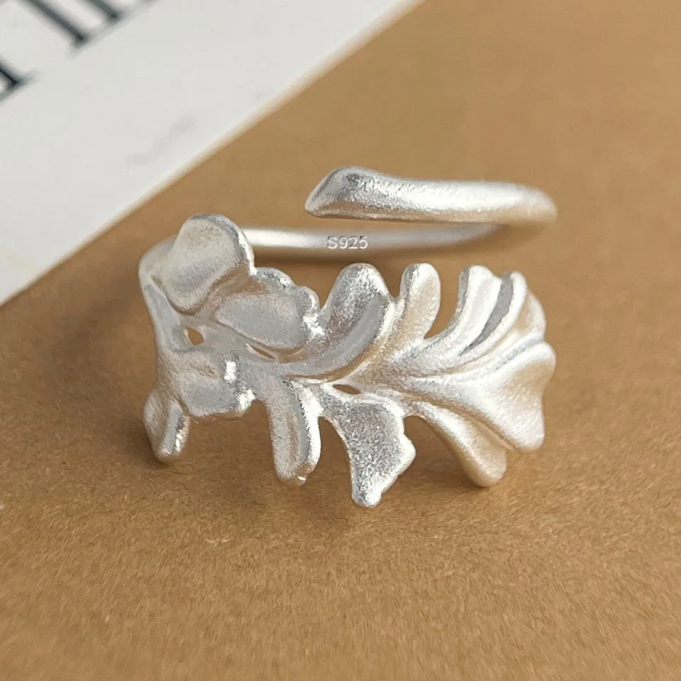 

Кольца из стерлингового серебра 925 пробы для женщин, пара, минималистичный ручной работы, простое кольцо в форме листа, ювелирные изделия, подарок, предотвращение аллергии