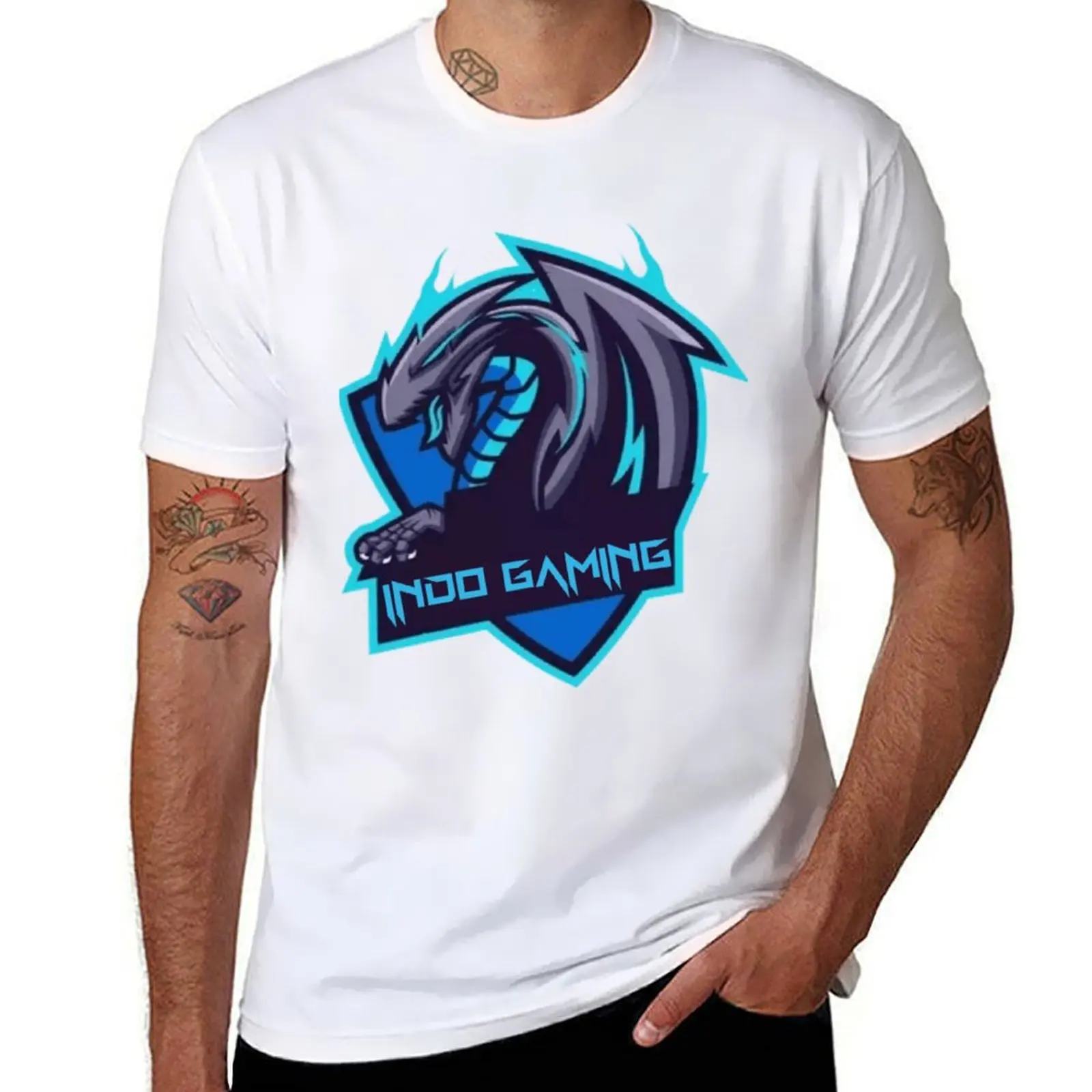 

blue INDO GAMING T-Shirt t shirts for man pack white men t shirt cotton 100% T-Shirt