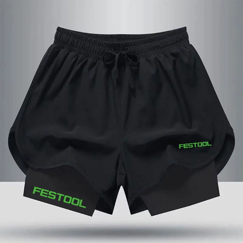 

Мужские шорты для бега 2 в 1, двухэтажные спортивные шорты, спортивная одежда, шорты для тренажерного зала и фитнеса, тренировочная нижняя часть для бега, мужская одежда