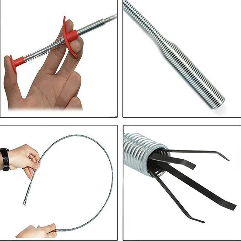 Long Reach Flexible Hair Catcher Claw Screw Drain Sink Key Pick Up Tool Grabber Cleaner 60cm