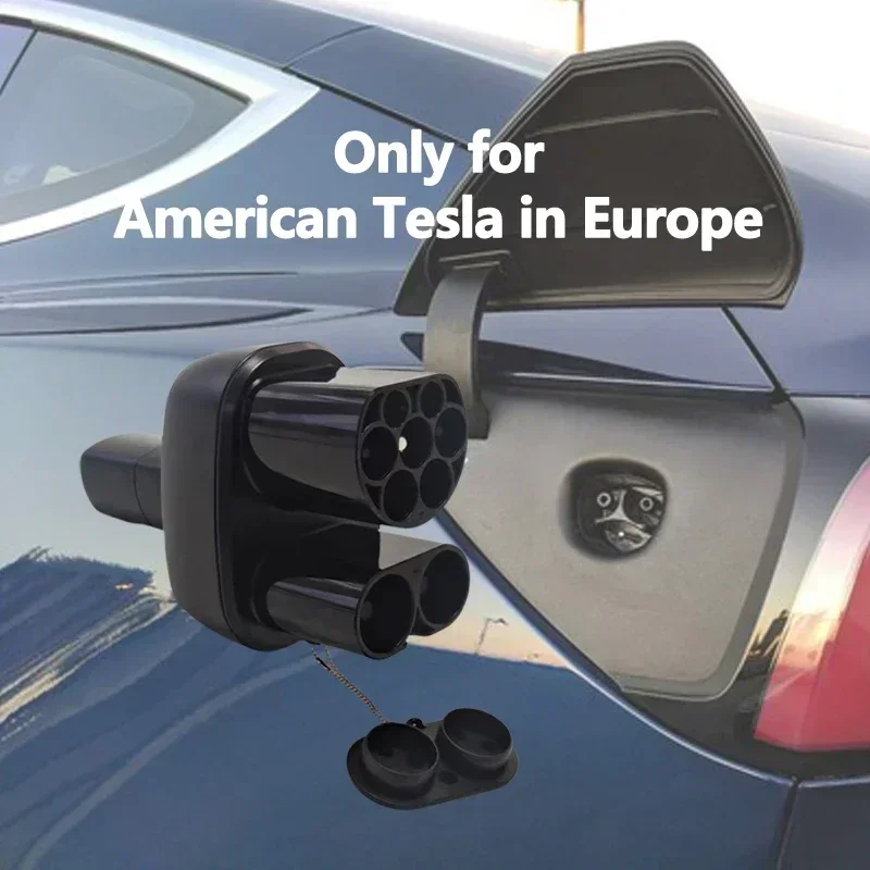 Adapter FITMPH CCS2+Type 2 na NACS Tesla, konwerter DC&AC 2-w-1, 250kW dla Modelu 3/X/Y/S, maks. 250V 32A, do Tesla z USA w Europie — zdjęcie 4