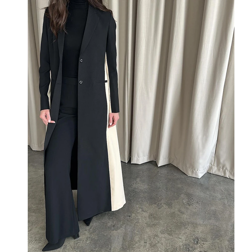 Formal Women Blazer Black and Beige Single Breasted Notch Lapel Office Lady Elegant Jacket Abayas Femme High Quality Custom 2024