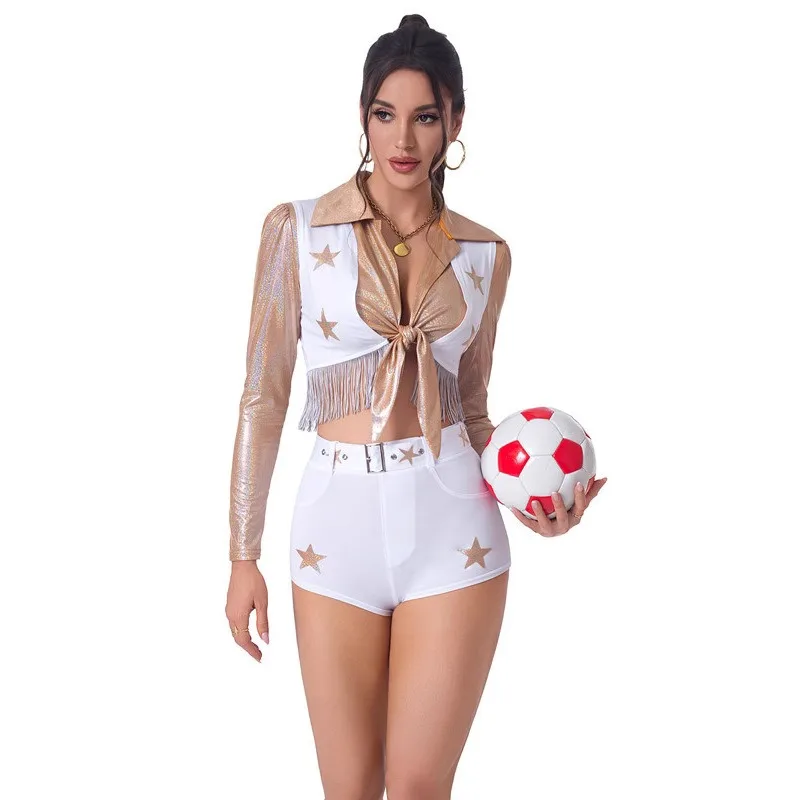 Cheerleading Outfit Football Fan Sexy Three Piece Set Halloween Cosplay Party Costume Stage Performance Cheer Uniform Themed - view 4