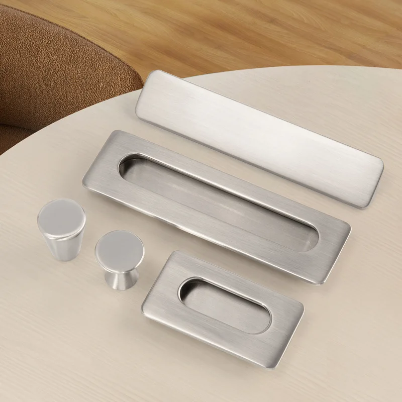 Modern simple zinc alloy cabinet handle stainless steel color furniture hardware cabinet drawer solid handles
