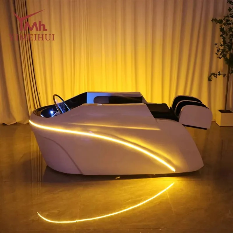 Modern Design Salon Head Therapy Bed Synthetic Leather Automatic Massage Shampoo Chair Hair Spa Equipment