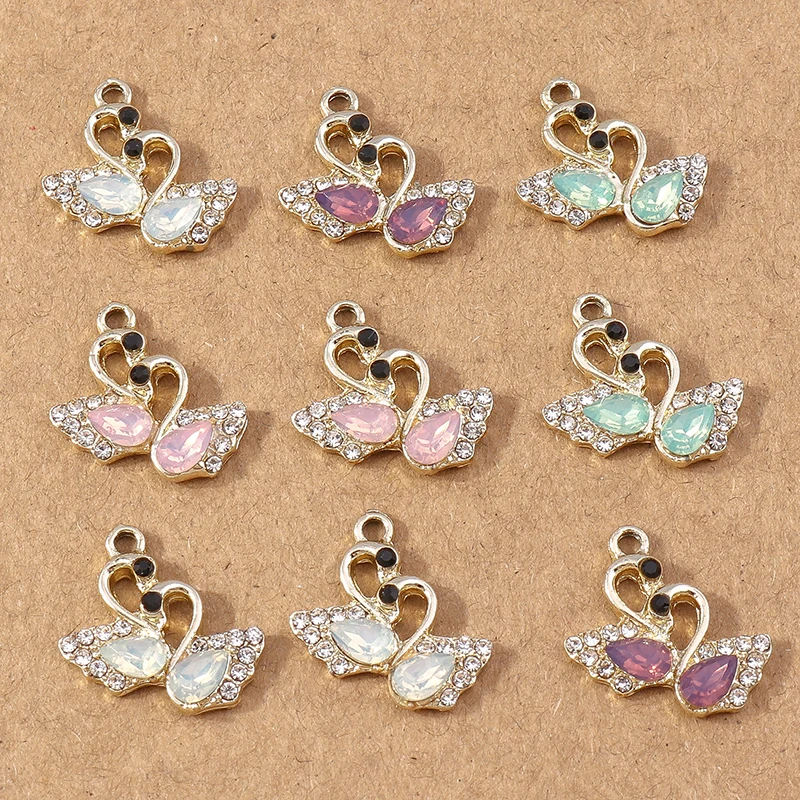 

10pcs 18*17mm Delicate Crystal Swan Charms for Jewelry Making Earrings Necklace Pendants DIY Bracelet Craft Supplies