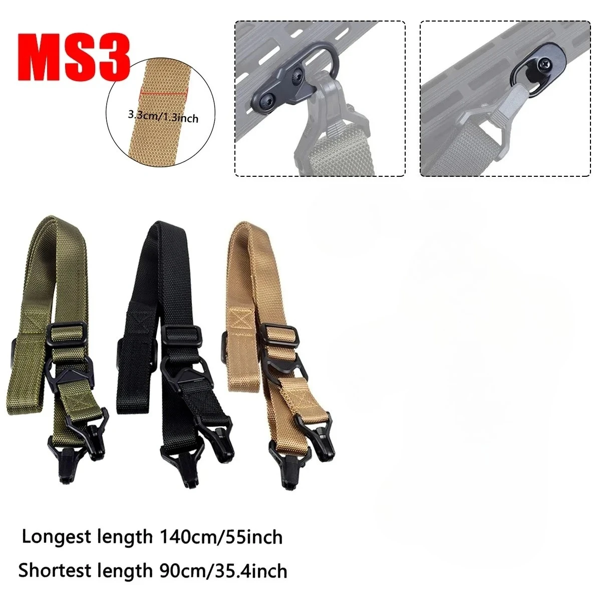 MS3 Sling Multi-Mission Strap Rope Adjustable Ar Ak Rifle Universal 2 Points Sling Tactical Nylon Rope Hunting Accessories