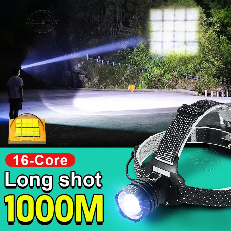 

Super Bright LED Headlamp Zoom XHP220 Headlight 18650 Battery Head Flashlight Rechargeable Torch Powerful XHP199 Fishing Lantern