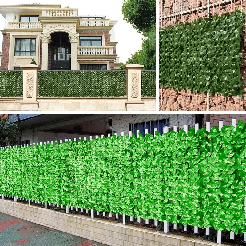 50X200cm Artificial Ivy Hedge Green Leaf Fence Panels Faux Privacy Fence Screen for Home Outdoor Garden Balcony Decoration