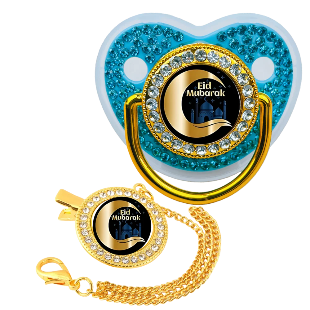 

Full diamond baby pacifier baby Muslim chain clip cover newborn boy/girl silicone pacifier holder baby shower gift newborn