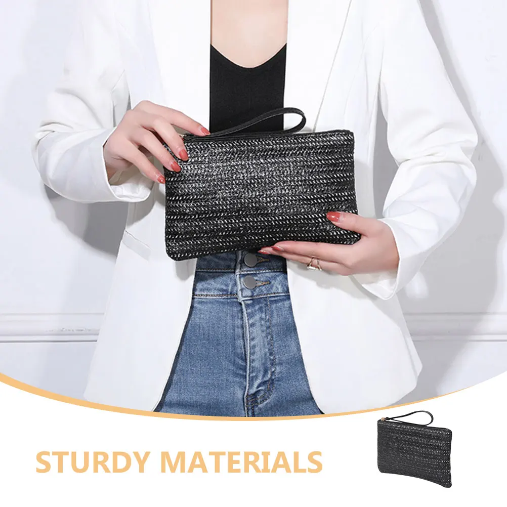 

Stylish Woven Handbag Lightweight Zipper Coin Large Capacity Small Wallet For Women Polyester Purse Change Pouch Ladies Purse