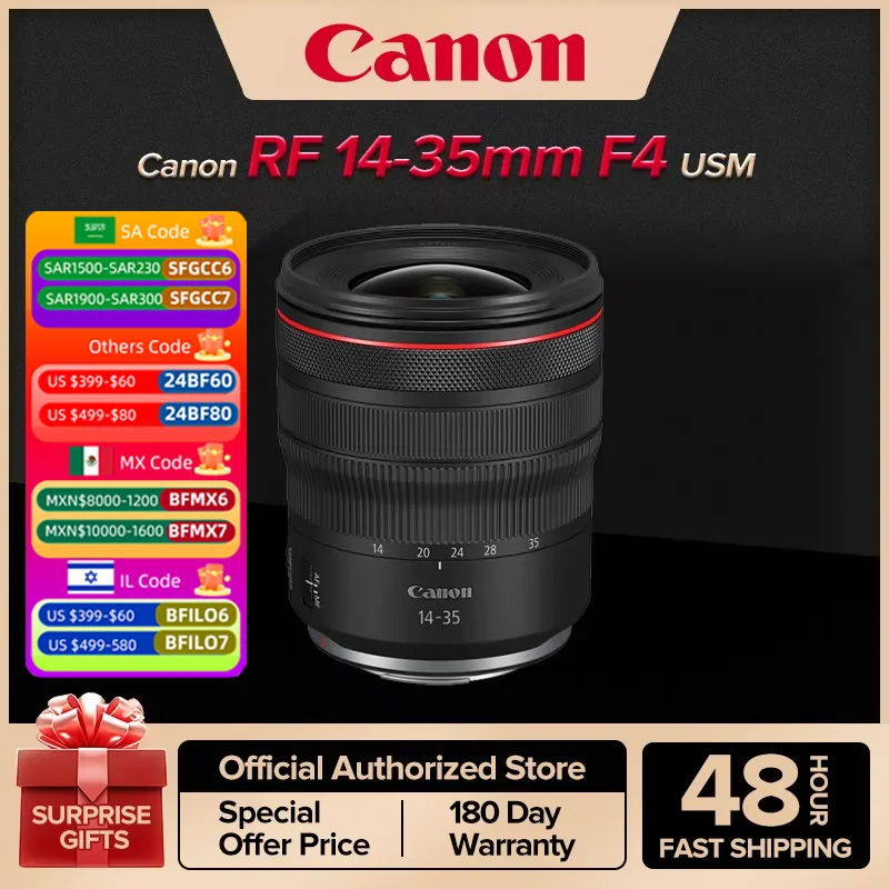 Canon RF 14-35mm F4 IS USM Lens Full Frame Mirrorless Camera Lens Large Aperture Wide Angle Autofocus ZOOM Landscape Lens For R