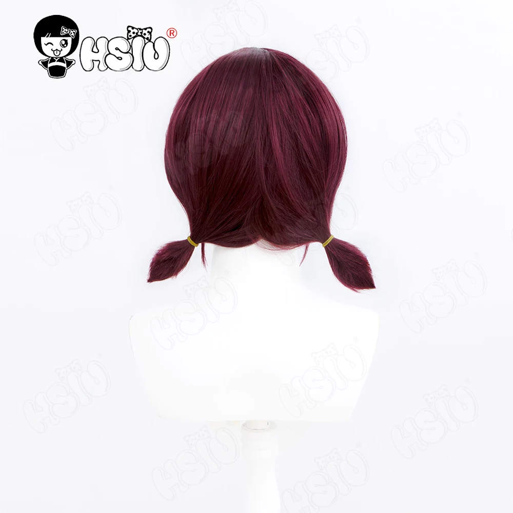 Iseri nina cosplay perücke anim mädchen band weinen cosplay perücke hsiu 30cm traube fuchsia kurzes haar hitze beständige synthetische perücke perücken kappe