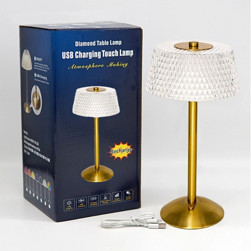 LED Table Lamp Cordless Touch Dimming Desk Lamp USB Rechargeable Night Light for Hotel Decor Atmosphere Light Delivery with Box