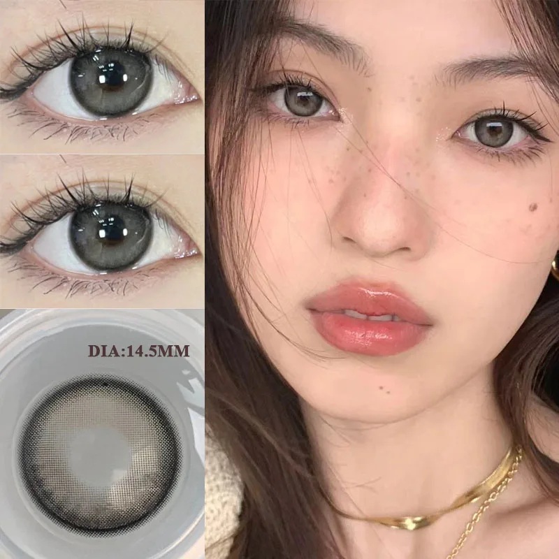 YIMEIXI Myopia Colored Lenses with Diopter High Quality Soft Blue Lens Grey Lens Eyes Make up Beauty Pupil Contact Lenses 1 Pair