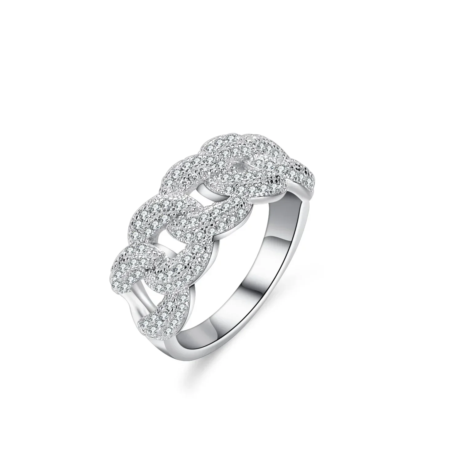 

Boutique PT950 platinum diamond ring Moissanite cross ladies double row ring high-end atmospheric fashion female ring