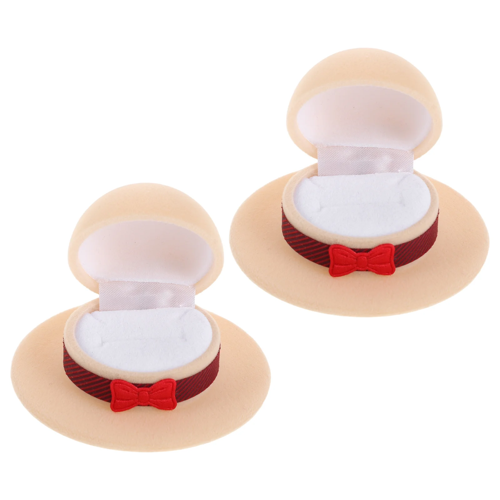 

2pcs Retro Lined Hat Jewelry Box Set Compact Travel Organizer For Rings Earrings With Lid Trinket Storage Boxes Decorative Women
