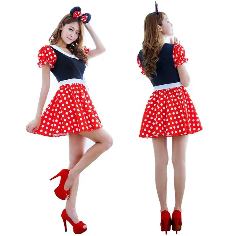 

Christmas Halloween Costumes For Women Cute Cartoon Mouse Cosplay Costume with Ear Party Wear dress girl uniform
