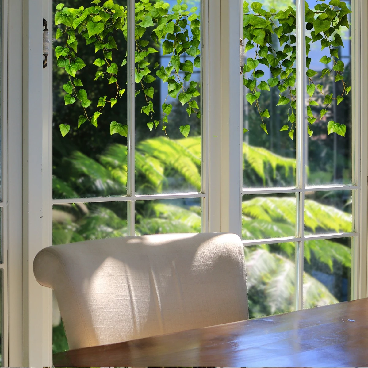 ملصق نافذة إبداعي من أوراق الشجر الخضراء والنباتات لغرفة الأطفال، وديكور المنزل، وملصقات نافذة زجاجية للحديقة