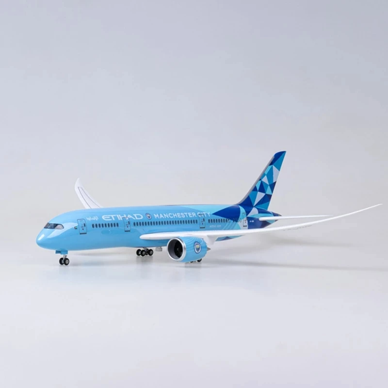 B787 Dreamliner ETHAD Plane Model Aviation 1/130 Scale 43cm Aircraft Die-Cast Airplane Model Resin With LED Lights Collecte