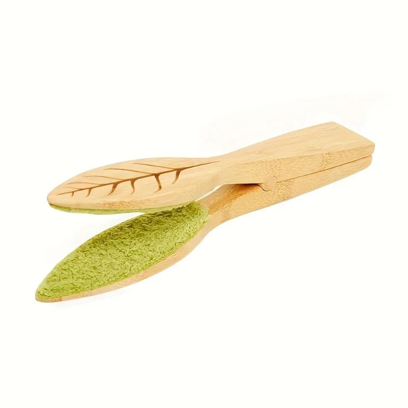 

For Efficient Leaf Removal Leaf Cleaning Tongs - Handheld Green Plant Cleaning Brush with Ergonomic Handle,Durable Wooden Design
