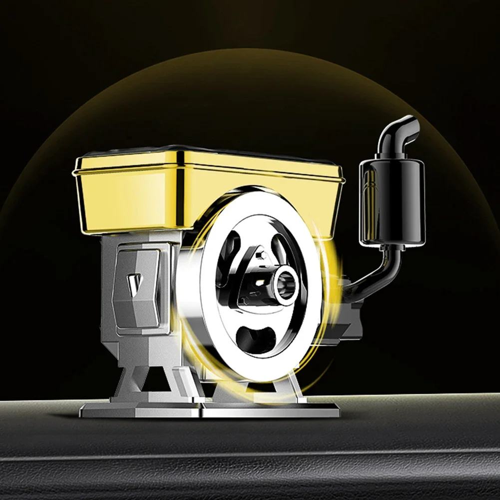 Car Solar Powered Rotating Air Freshener Diffuser Perfume Simulated Engine Car Purifier Engine Aromatherapy With Scent Tablet