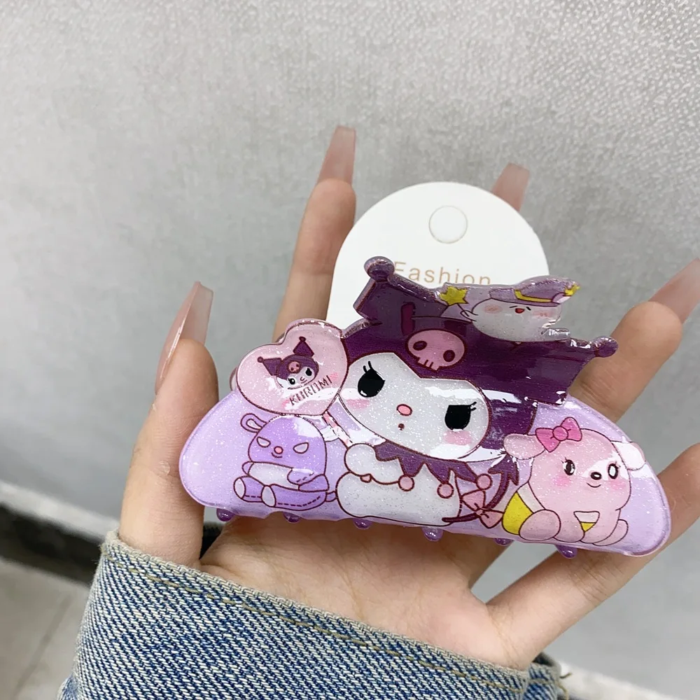 Sanrio HelloKitty Hair Clip Women Cute Cartoon Cinnamoroll Hair Claw Girl Anime Kuromi Hairpins Melody Kid Hair Accessories Gift